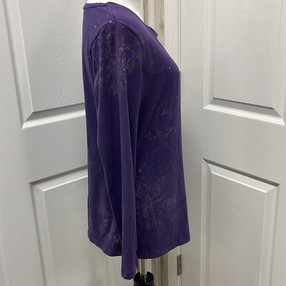 Coldwater Creek Purple Glitter Long Sleeve Tee Medium - Picture 4 of 9